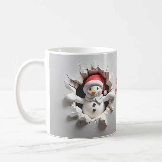 Snögubbe med Santa Hat 3D-brytningen Kaffemugg (Vänster)