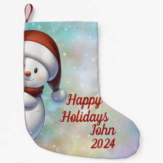 Snögubbe med Santa Hat Liten Julstrumpa