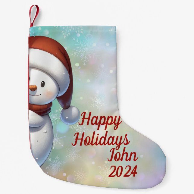 Snögubbe med Santa Hat Liten Julstrumpa (Framsidan)