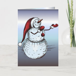 Snögubbe med Santa Hat och morot Nose Helgkort