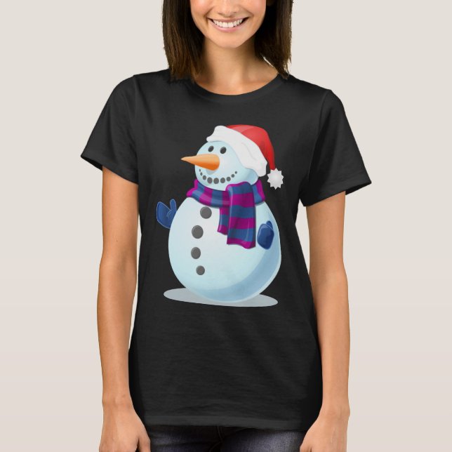 Snögubbe med Santa Hat T Shirt (Framsida)