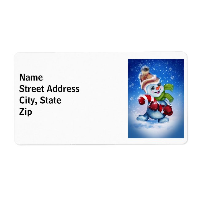 Snögubbe med scarf fraktsedel (Framsidan)