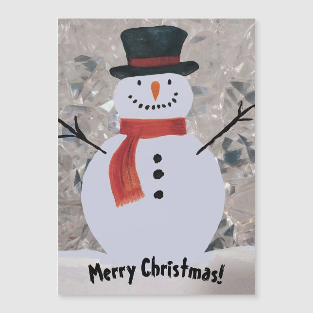 Snögubbe med Scarf Magnetic Card (Framsida)