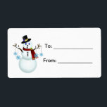 Snögubbe med Snöflingor Gift Märkre<br><div class="desc">Den här häftande presentens märkre har en glad snögubbe med fyra "prydnadsföremål" för snöflingor.</div>