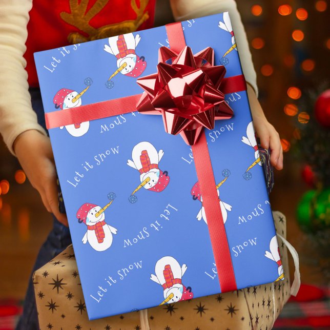 Snögubbe med snöflingor Låt det snöa Presentpapper (Skapare uppladdad)