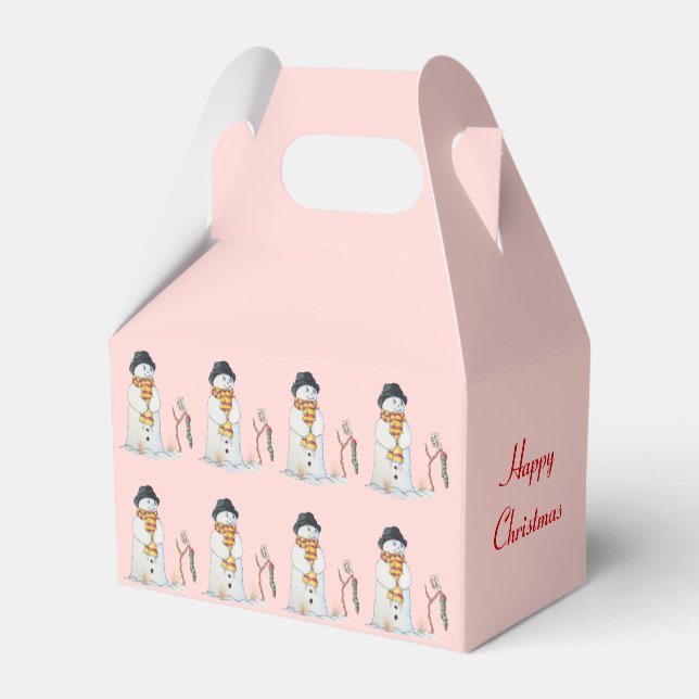 snögubbe med stripy stockchristmas presentaskar (Baksidan Sidan)