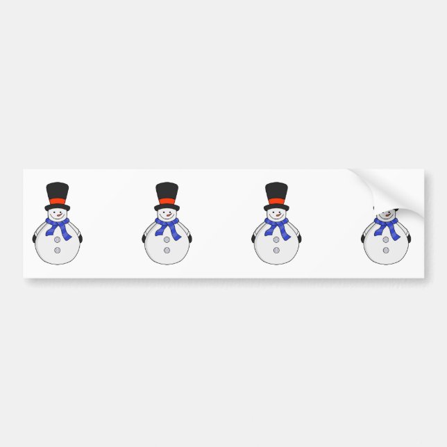 Snögubbe med top hat bildekal (Framsidan)