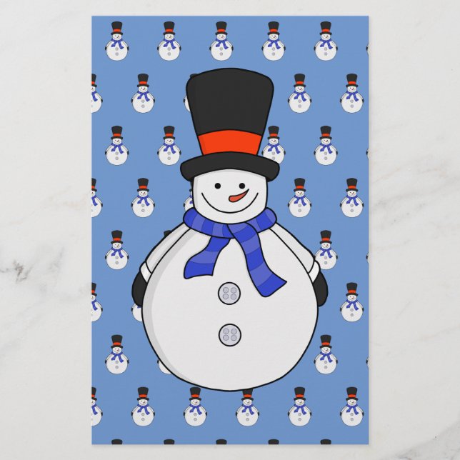Snögubbe med top hat brevpapper (Framsida)