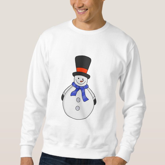 Snögubbe med top hat lång ärmad tröja (Framsida)