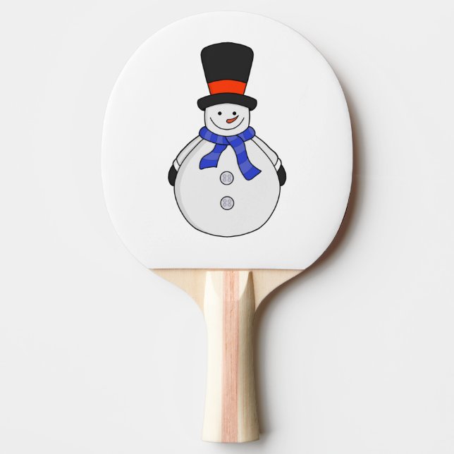 Snögubbe med top hat pingisracket (Framsidan)