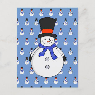 Snögubbe med top hat vykort
