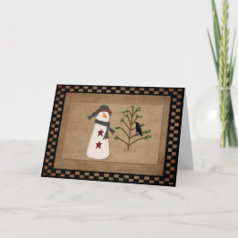 Snögubbe med Träd julkort Helgkort