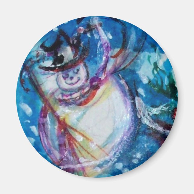 SNÖGUBBE MED UGGLA MAGNET (Framsidan)