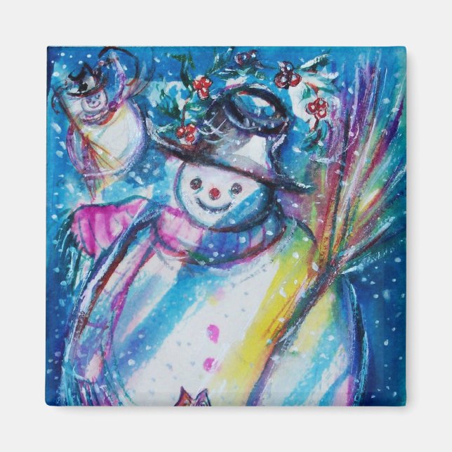 SNÖGUBBE MED UGGLA MAGNET (Framsidan)
