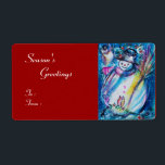 SNÖGUBBE MED UGGLA, vit blå röd, vit, röd Fraktsedel<br><div class="desc">Vitaktig,  färglös och coola Winter night illustration , vattenfärgsmålning i pulverblått vitt, rosa, färg .</div>