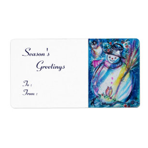 SNÖGUBBE MED UGGLA, vit blå röd, vit, röd Fraktsedel