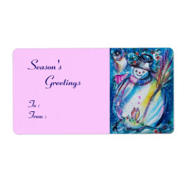 SNÖGUBBE MED UGGLA, vit blå rosa Fraktsedel