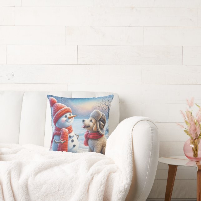 Snögubbe med valp kudde (Soffa)