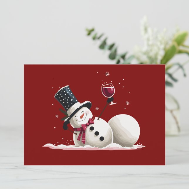 Snögubbe med Vin julgåva till Julafton Helgdag Inbjudningar (Stående Fram)