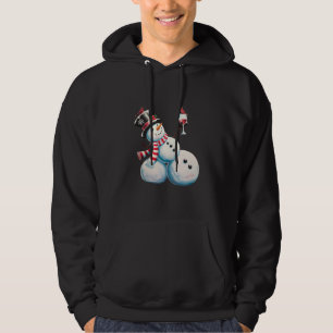 Snögubbe med Vin julklapp Julafton Gift Hoodie