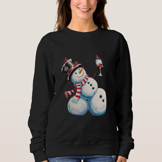Snögubbe med Vin julklapp Julafton Gift T Shirt (Framsida)