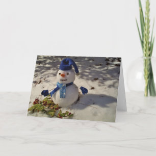 Snögubbe medBlue Hat och Scarf Helgkort