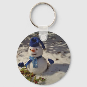 Snögubbe medBlue Hat och Scarf Nyckelring
