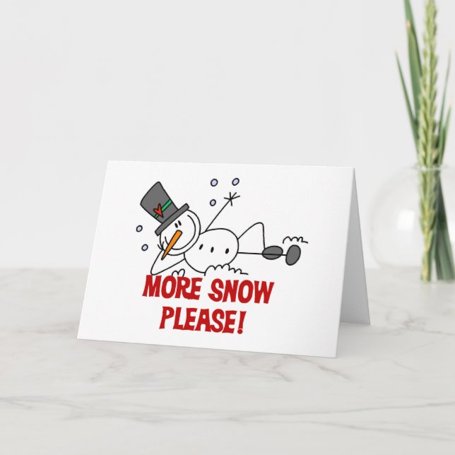 Snögubbe Mer Snö, vänligen skjortor och gåvor Helgkort (Framsida)