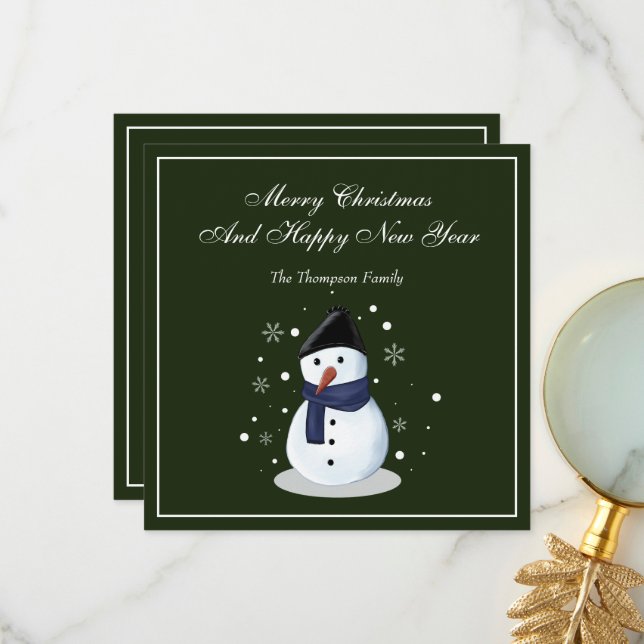 Snögubbe Merry Christmass Card Tack Kort (Fram/Back In Situ)