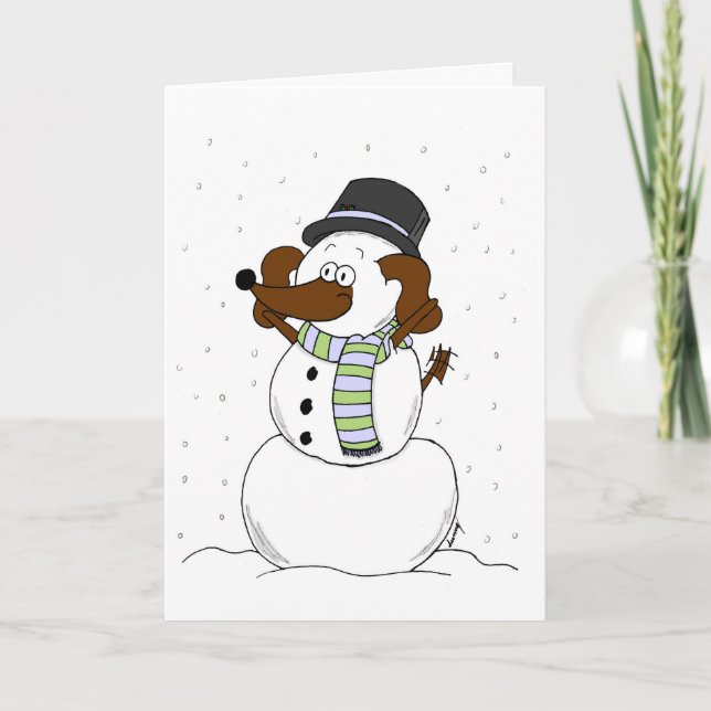 Snögubbe Midge-kort för "God jul och nytt år" Helgkort (Framsida)