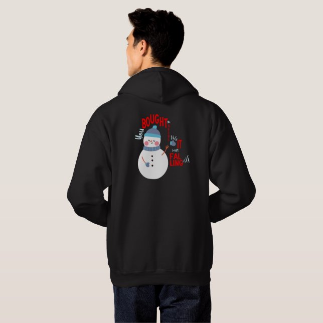 Snögubbe Mitten Gift-text på Black Hoodie (Hel baksida)