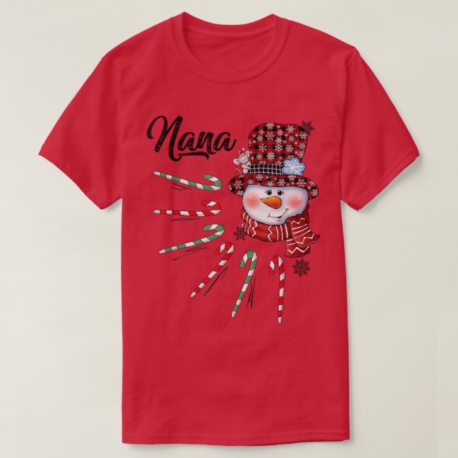 Snögubbe Nana Candy cane Red Play-julklappar T Shirt (Design framsida)