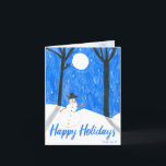 Snögubbe Natt Scene av Teagan Helgkort<br><div class="desc">Kortet visar att Teagan,  som överlevde cancer i barndomen,  är en originalkonst. Intäkterna från dessa inköp går till barnens vänner med cancer. Läs mer på friendsofkids.org eller ring 314.275.7440.</div>