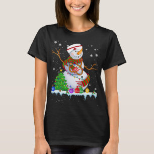Snögubbe Nurse jul Ljus Julafton Träd Snögubbe N T Shirt