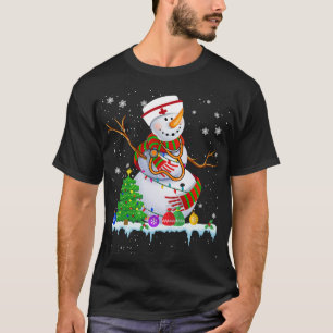 Snögubbe Nurse jul Ljus Julafton Träd Snögubbe N T Shirt