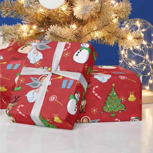 Snögubbe och Änglar under jul papper Presentpapper (Helgdagar)