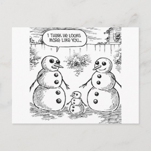 Snögubbe och Baby Vykort (Framsida)