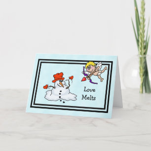 Snögubbe och Cupid Valentine Day Card Kort