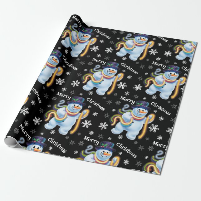 Snögubbe och detaljhandelsförpackning papprare presentpapper (Utrullad)