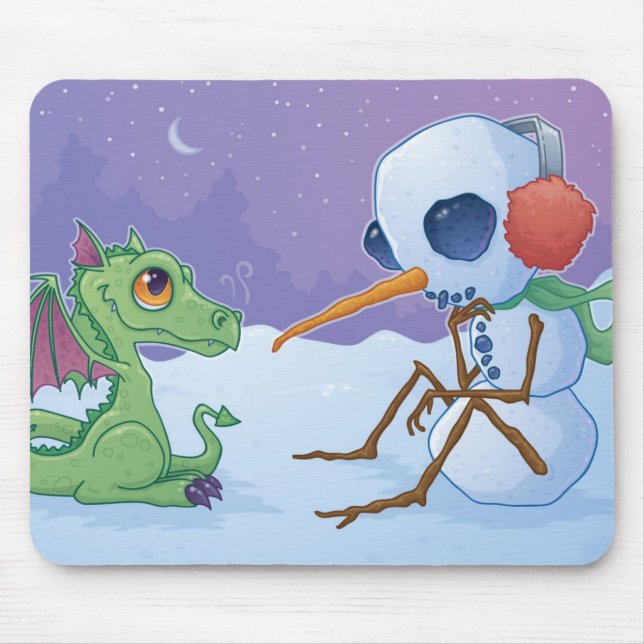 Snögubbe och drake Mousepad Musmatta (Framsidan)