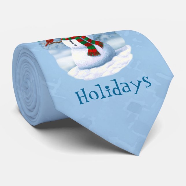 Snögubbe och fågelvinter i lycklig, jul och slips (Rullad)