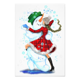 Snögubbe och flickor Poster