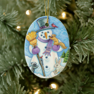 Snögubbe och Friends Retro-julen Julgransprydnad Keramik