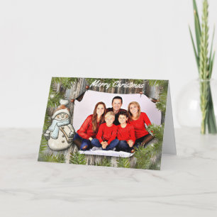 Snögubbe och gräs på Barnwood fotojul Helgkort