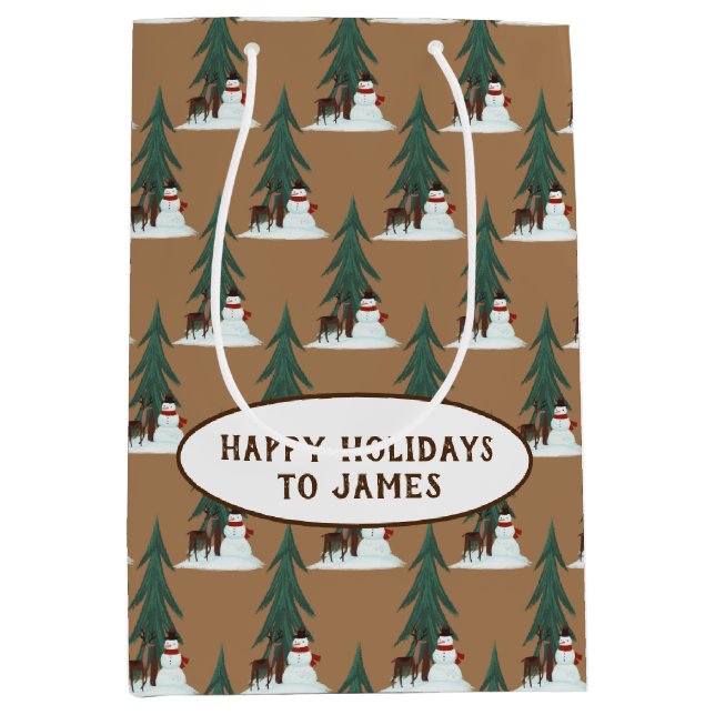 snögubbe och hjort i snö (Framsidan)