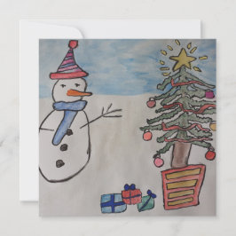 Snögubbe och Julgran - ett vanligt julkort