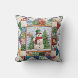 Snögubbe och Julgran Quilt Print Kudde