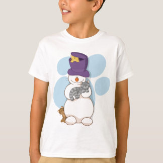 Snögubbe och kattt-skjorta t-shirt