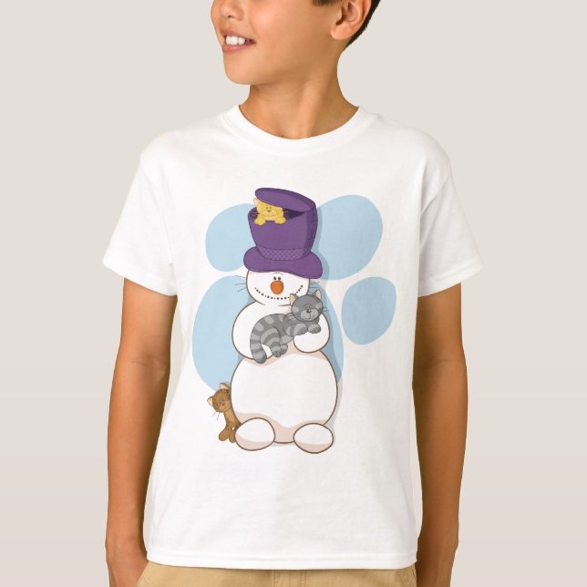 Snögubbe och kattt-skjorta t-shirt (Framsida)