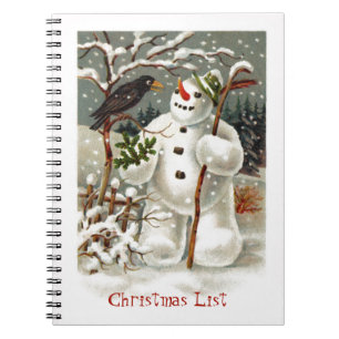 Snögubbe och Kråka Notebook Anteckningsbok Med Spiral